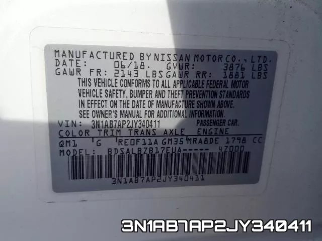 3N1AB7AP2JY340411 фото 2