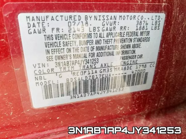 3N1AB7AP4JY341253 фото 2