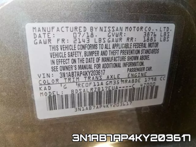 3N1AB7AP4KY203617 фото 2