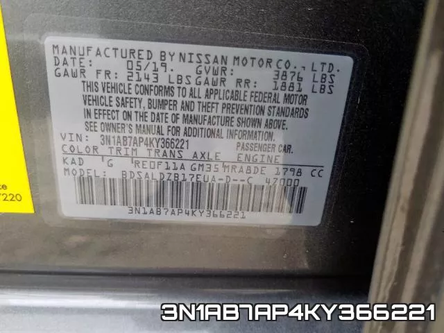3N1AB7AP4KY366221 фото 2