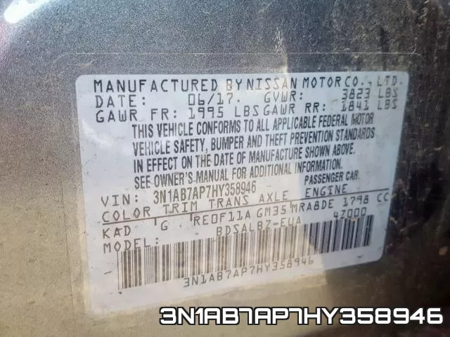 3N1AB7AP7HY358946 фото 2