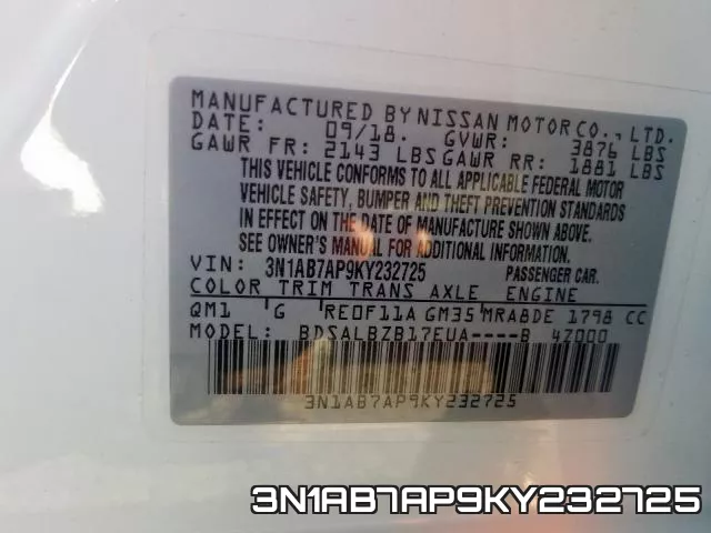 3N1AB7AP9KY232725 фото 2