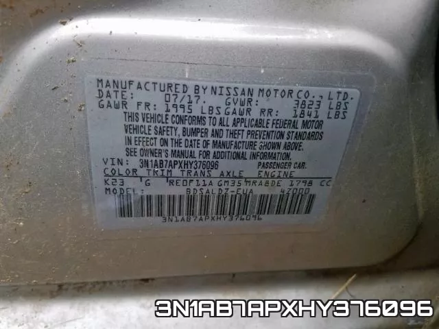 3N1AB7APXHY376096 фото 2