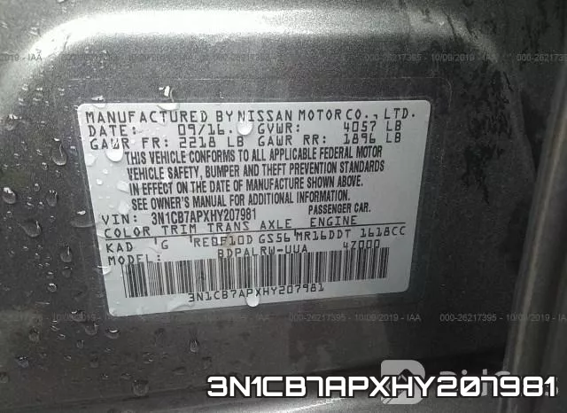 3N1CB7APXHY207981 фото 10