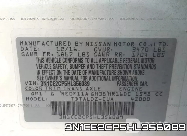 3N1CE2CP5HL356089 фото 10