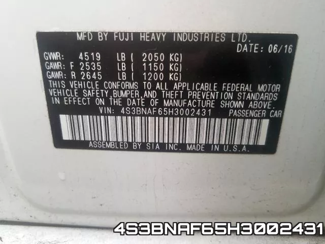 4S3BNAF65H3002431 фото 2