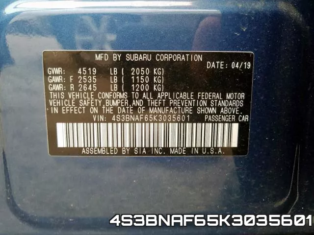 4S3BNAF65K3035601 фото 2