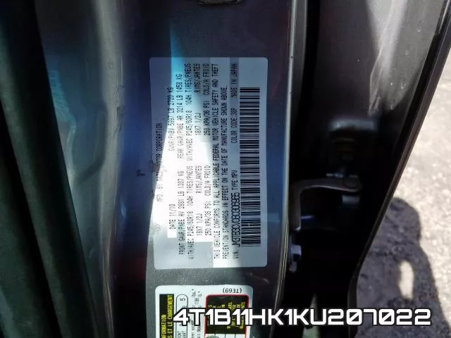 4T1B11HK1KU207022 фото 10