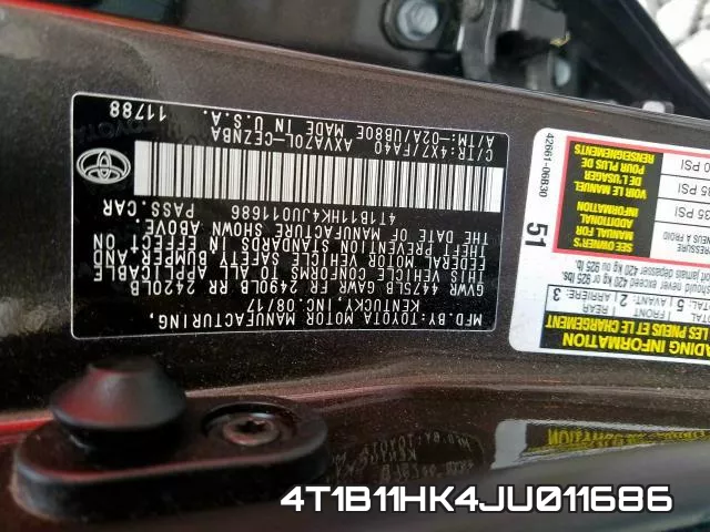 4T1B11HK4JU011686 фото 2
