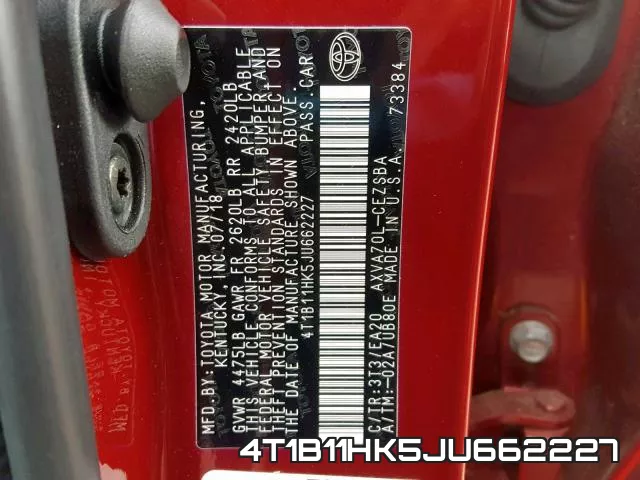 4T1B11HK5JU662227 фото 2