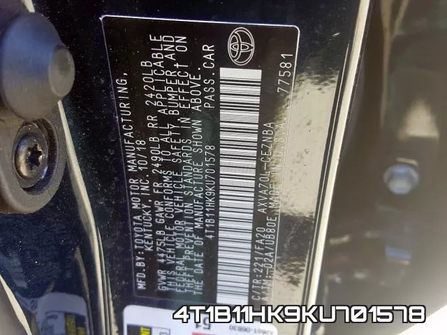 4T1B11HK9KU701578 фото 2