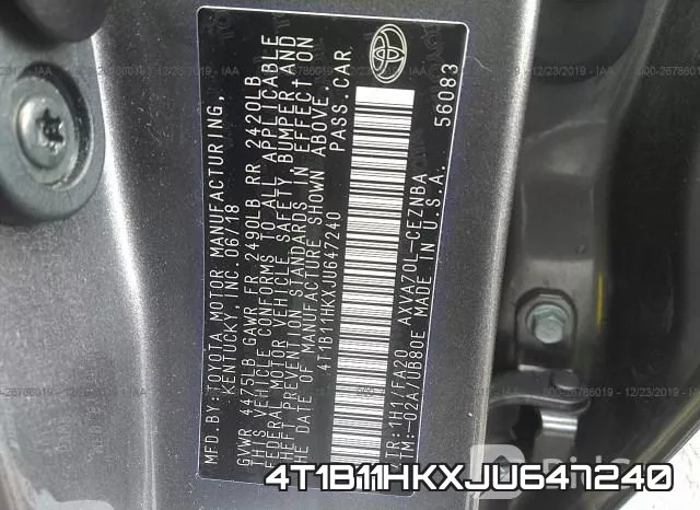 4T1B11HKXJU647240 фото 10