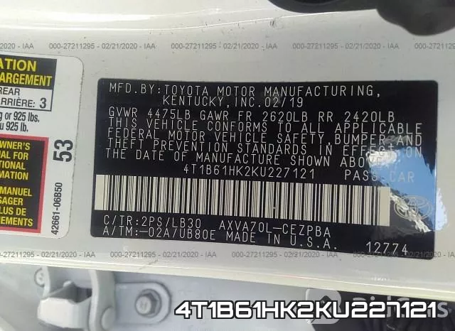 4T1B61HK2KU227121 фото 10