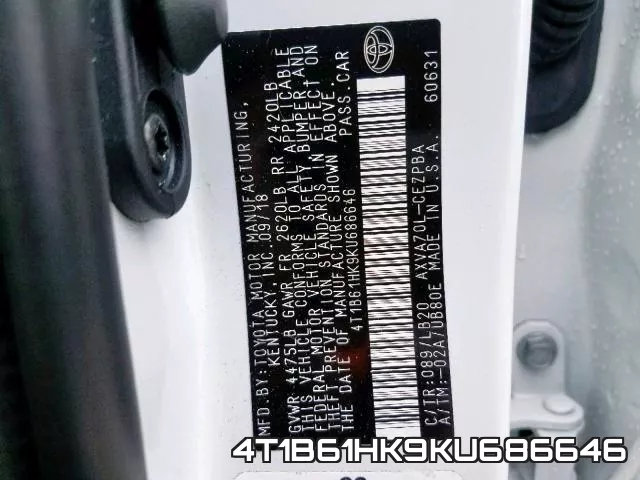 4T1B61HK9KU686646 фото 2