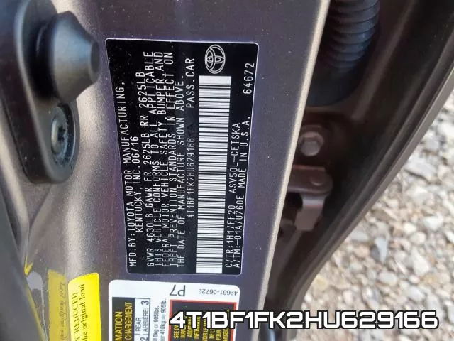 4T1BF1FK2HU629166 фото 2