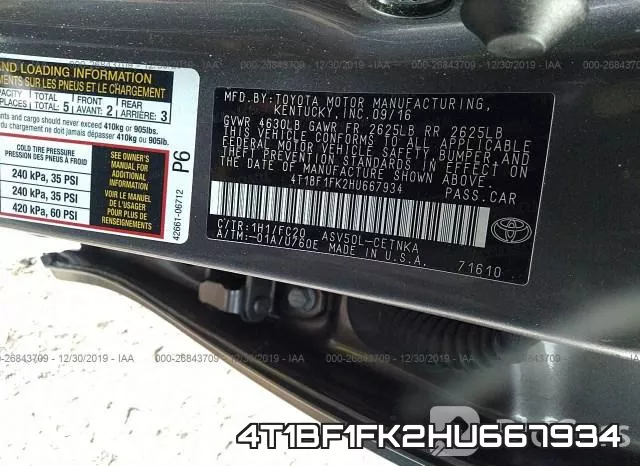 4T1BF1FK2HU667934 фото 10