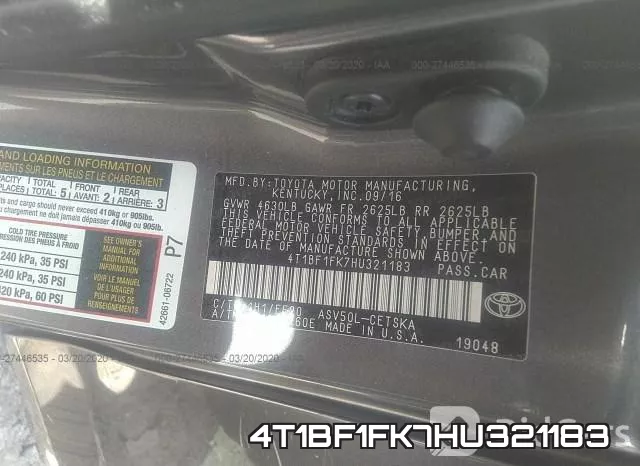 4T1BF1FK7HU321183 фото 10