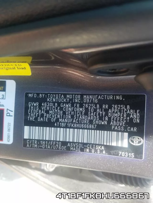 4T1BF1FK8HU666867 фото 2
