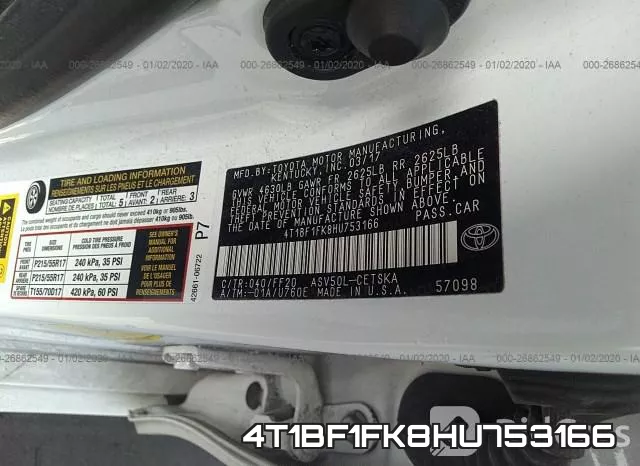 4T1BF1FK8HU753166 фото 10
