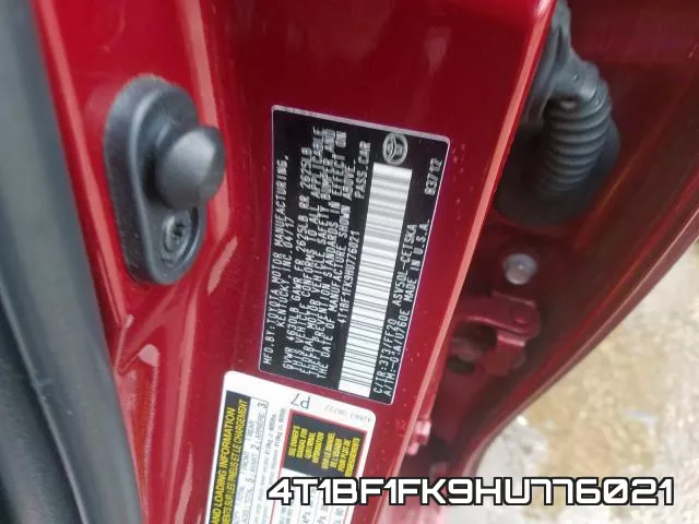 4T1BF1FK9HU776021 фото 2