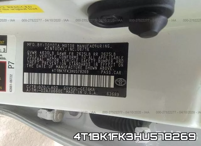 4T1BK1FK3HU578269 фото 10