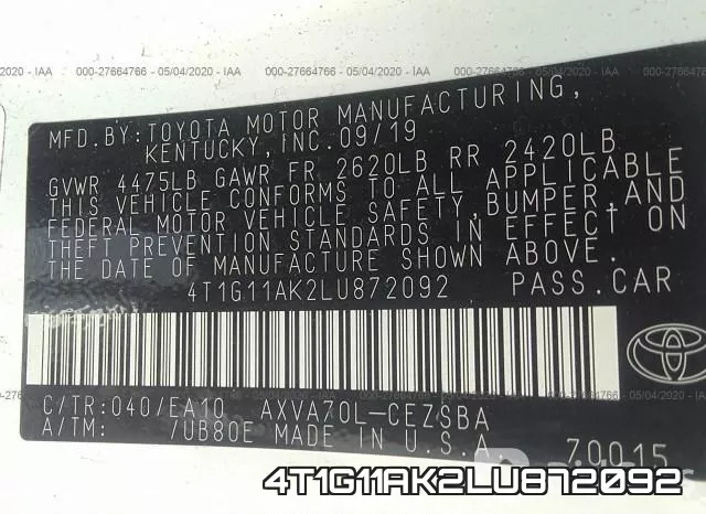 4T1G11AK2LU872092 фото 10