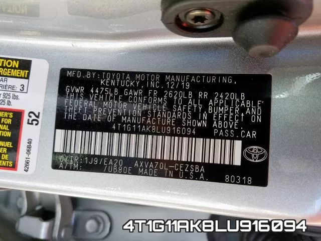 4T1G11AK8LU916094 фото 2