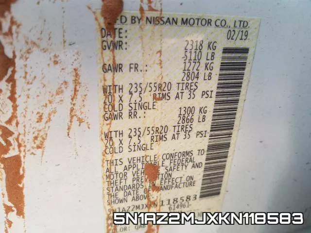 5N1AZ2MJXKN118583 фото 2