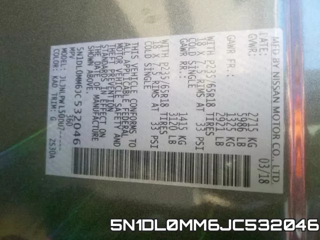 5N1DL0MM6JC532046 фото 2