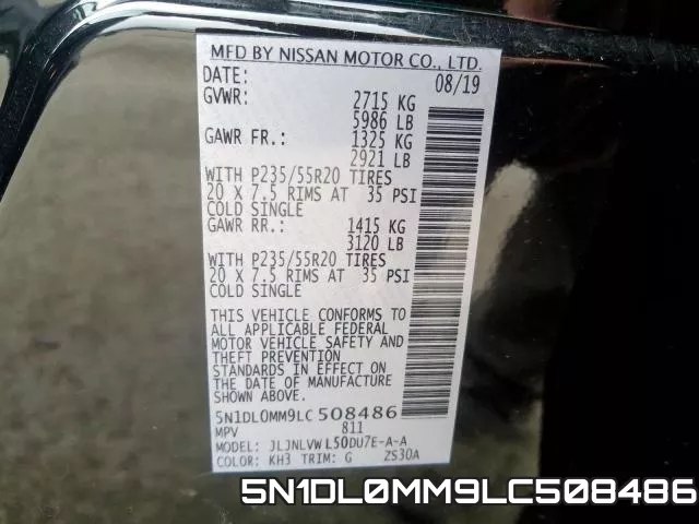 5N1DL0MM9LC508486 фото 2