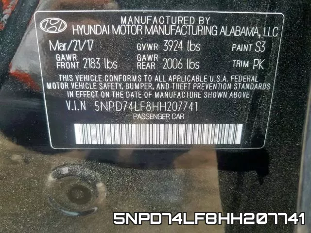 5NPD74LF8HH207741 фото 2