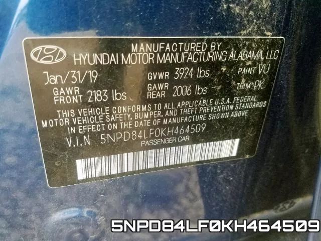 5NPD84LF0KH464509 фото 2