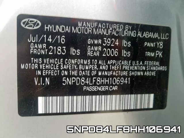 5NPD84LF8HH106941 фото 2