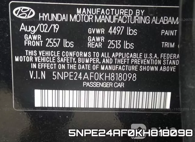 5NPE24AF0KH818098 фото 10