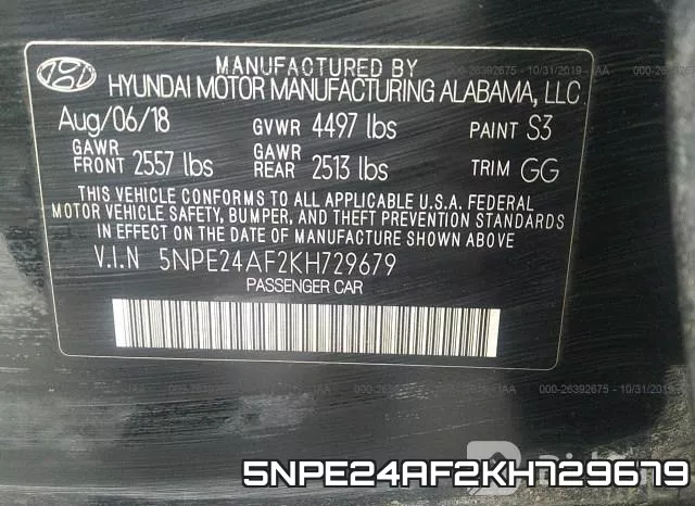 5NPE24AF2KH729679 фото 10