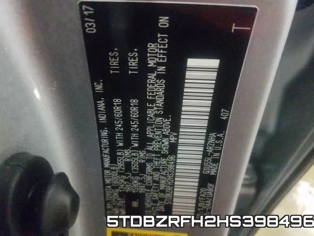 5TDBZRFH2HS398496 фото 2