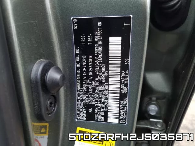5TDZARFH2JS035871 фото 2