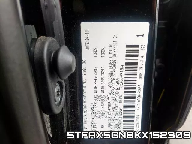 5TFAX5GN8KX152309 фото 2