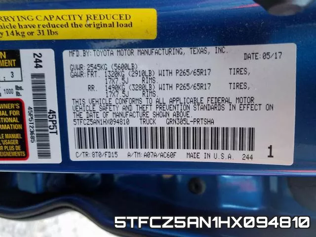 5TFCZ5AN1HX094810 фото 2