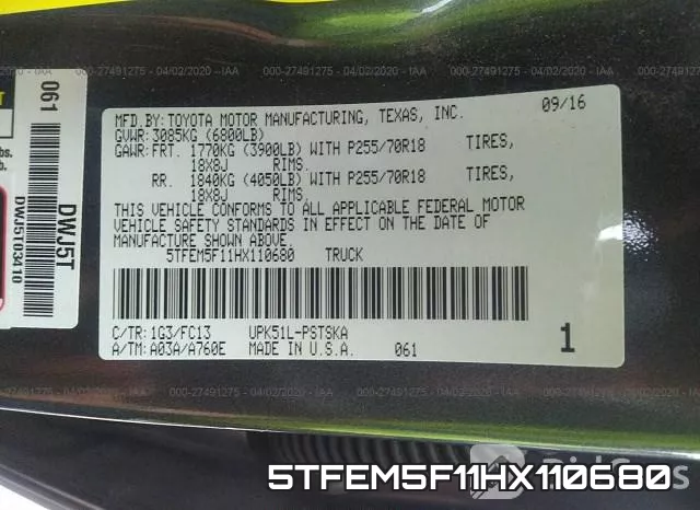 5TFEM5F11HX110680 фото 10