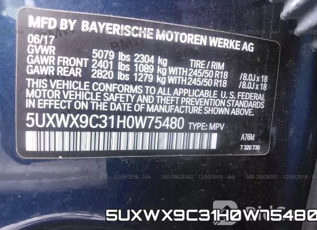 5UXWX9C31H0W75480 фото 10
