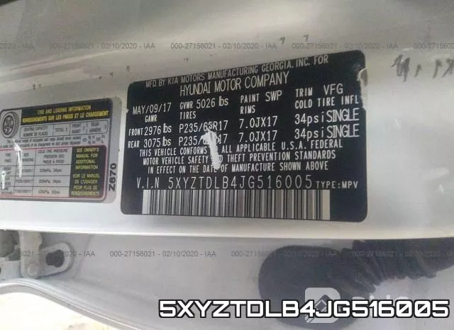 5XYZTDLB4JG516005 фото 10