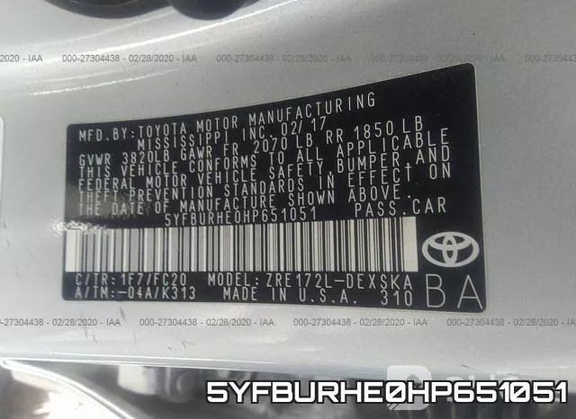 5YFBURHE0HP651051 фото 10