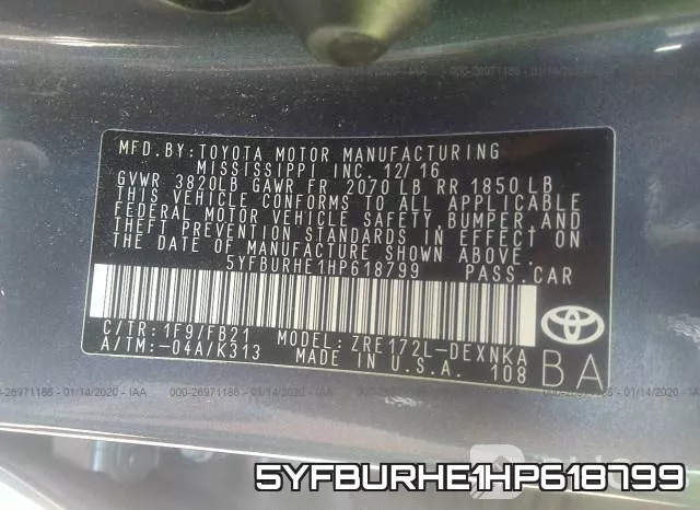 5YFBURHE1HP618799 фото 10