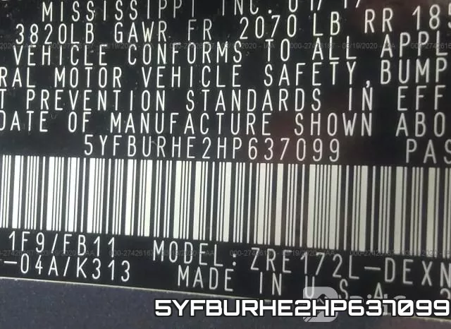5YFBURHE2HP637099 фото 10