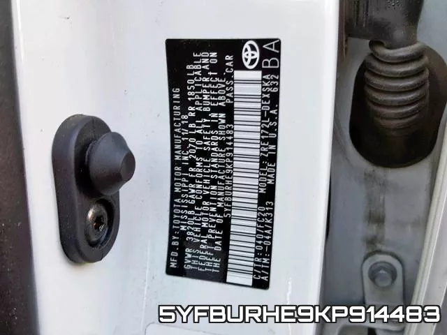 5YFBURHE9KP914483 фото 2