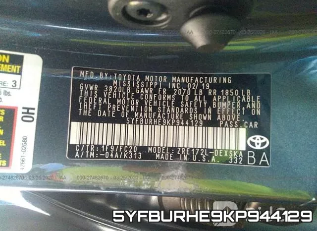 5YFBURHE9KP944129 фото 10