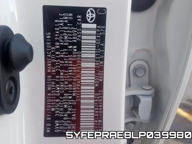5YFEPRAE8LP039980 фото 2