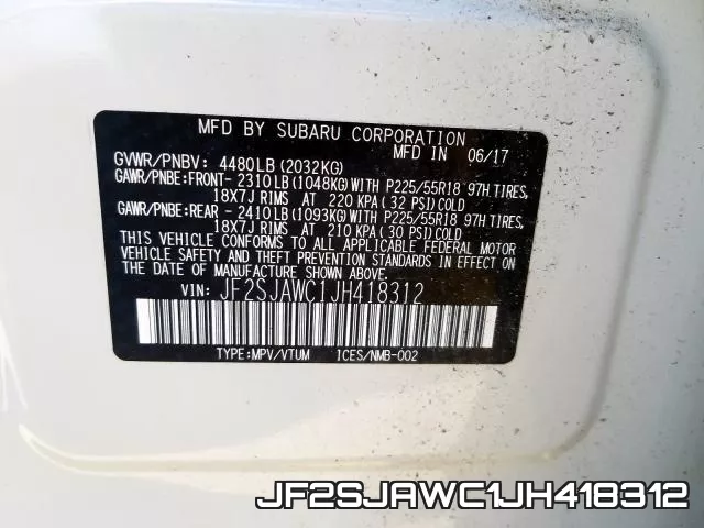 JF2SJAWC1JH418312 фото 2