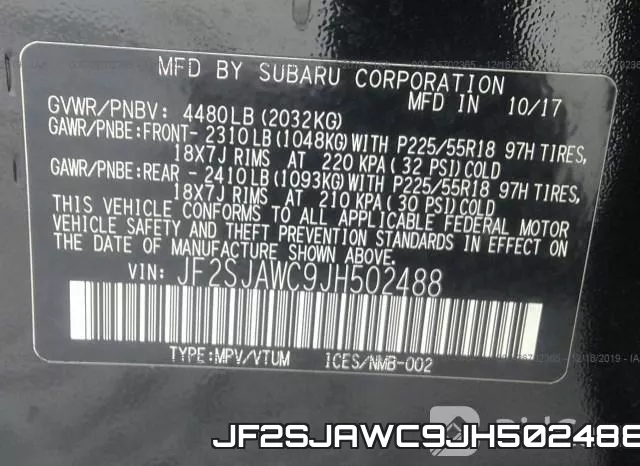 JF2SJAWC9JH502488 фото 10